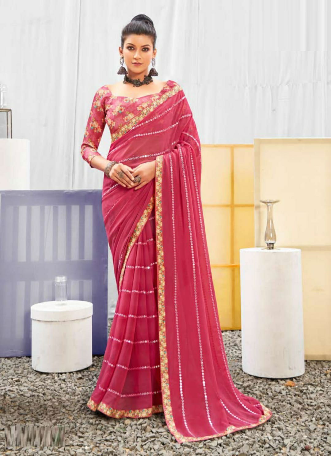 Saroj Gulika Fancy Stylish Party Wear Georgette Saree Collection